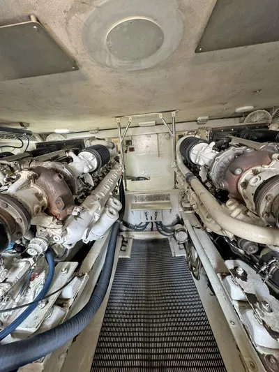  Yacht Photos Pics Engine room of a 1998 Viking 58 Convertible yacht.