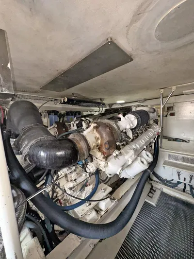  Yacht Photos Pics Engine room of a 1998 Viking 58 Convertible yacht.