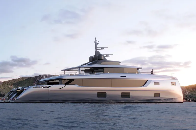  Yacht Photos Pics 2026 Sunreef 40M Explorer yacht on serene water at sunset.