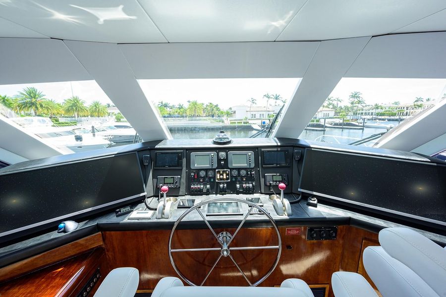 2001 Hatteras 60 enclosed bridge