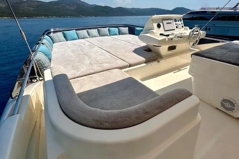  Yacht Photos Pics Luxurious 2013 Ferretti Yachts 690 with spacious sun deck and scenic ocean view.
