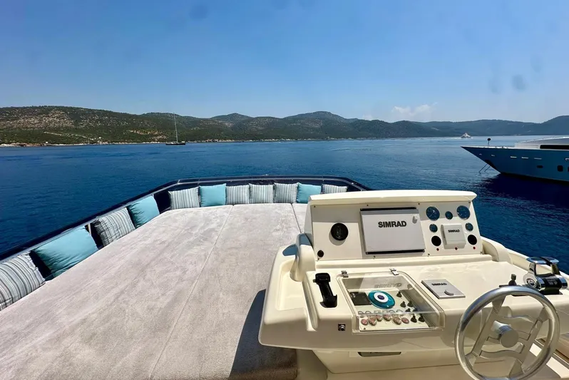  Yacht Photos Pics Luxurious 2013 Ferretti Yachts 690 with spacious deck and scenic ocean view.