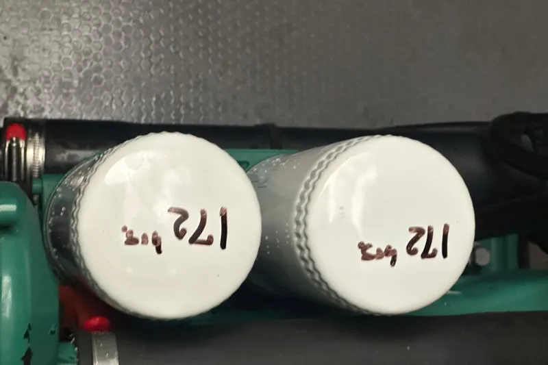 World Wide Yacht Photos Pics Close-up of two white filters labeled "121" on a Prestige 460, 2020 model.