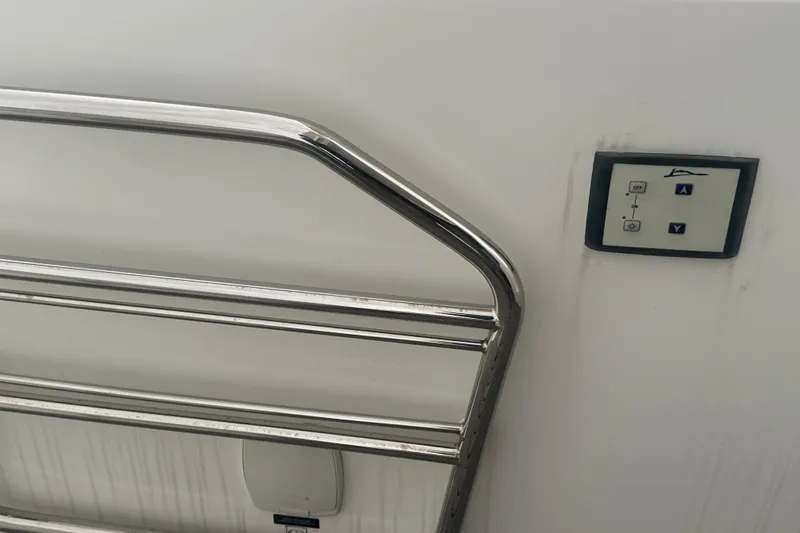 World Wide Yacht Photos Pics Stainless steel railing and control panel on 2020 Prestige 460 yacht.