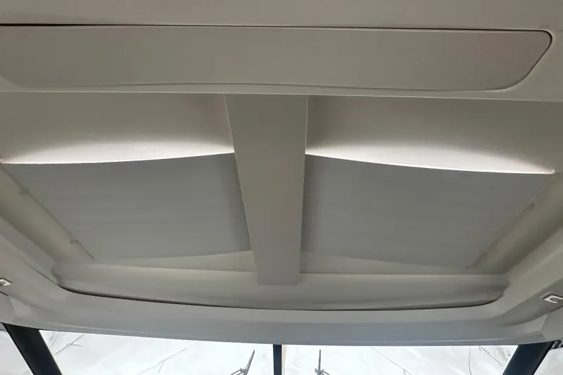 World Wide Yacht Photos Pics Interior view of 2020 Prestige 460 yacht's modern ceiling design.