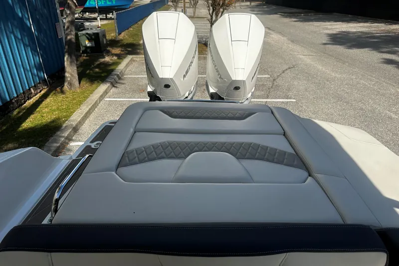  Yacht Photos Pics 2023 Monterey 305SS Super Sport boat with dual Mercury outboard engines.