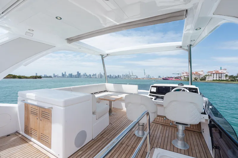 Why Knot Yacht Photos Pics Luxurious Sunseeker 52 Manhattan yacht interior with ocean view, 2020 model.