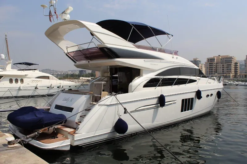  Yacht Photos Pics 2013 Princess 64 yacht docked in marina.