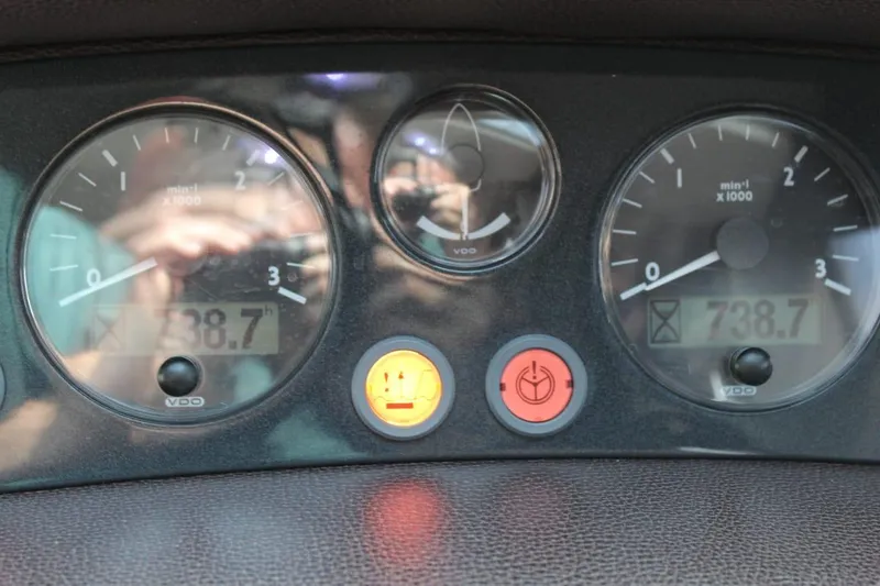  Yacht Photos Pics Dashboard of 2013 Princess 64 yacht with gauges and indicators.