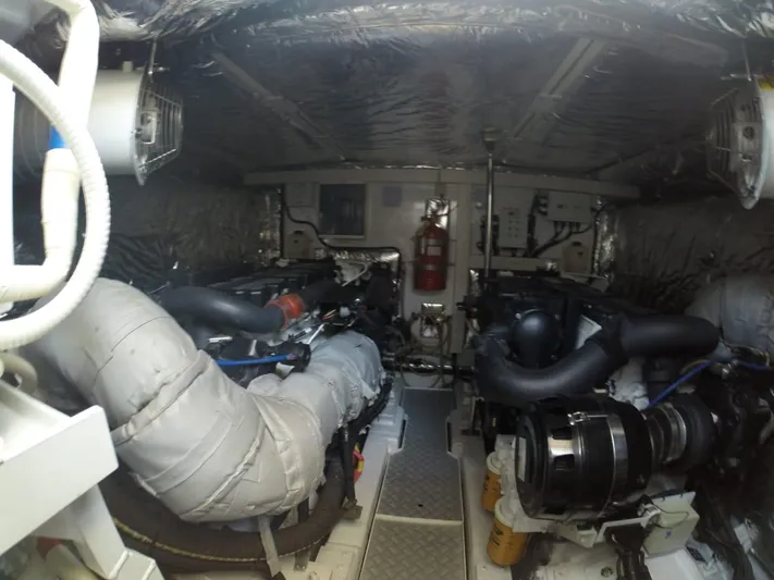 Yacht Photos Pics Engine room of 2013 Princess 64 yacht.