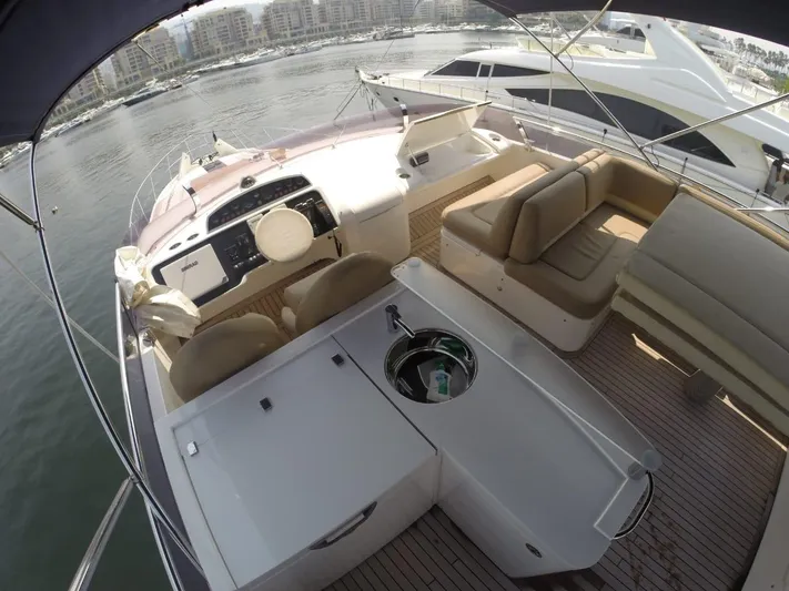  Yacht Photos Pics Luxurious interior of a 2013 Princess 64 yacht in harbor.