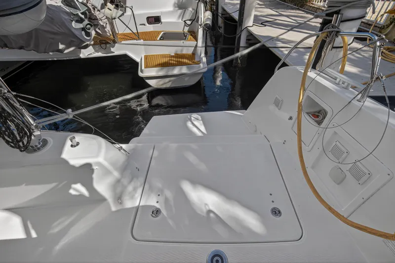 Seaquinn Yacht Photos Pics 2019 Lagoon 42 catamaran deck, featuring sleek design and modern amenities.