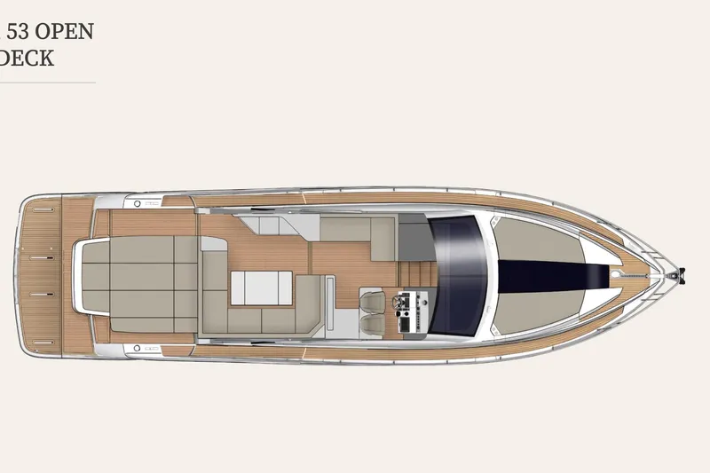 Karisa Yacht Photos Pics Top view of 2018 Fairline Targa 53 OPEN yacht deck layout.