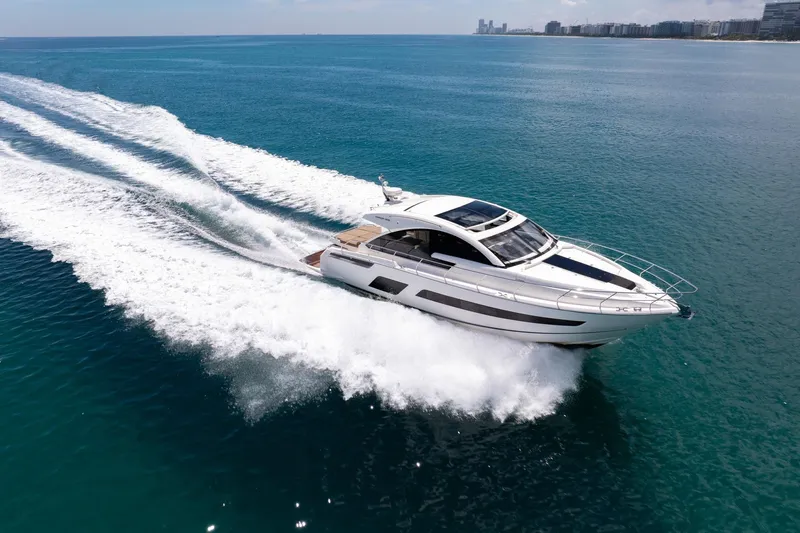 Karisa Yacht Photos Pics 2018 Fairline Targa 53 OPEN yacht cruising on open water.
