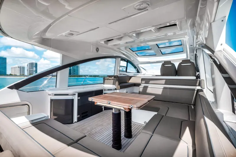 Karisa Yacht Photos Pics Luxurious 2018 Fairline Targa 53 OPEN yacht interior with spacious seating and modern design.