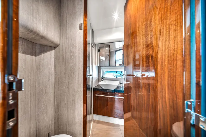 Karisa Yacht Photos Pics Luxurious bathroom interior of 2018 Fairline Targa 53 OPEN yacht.