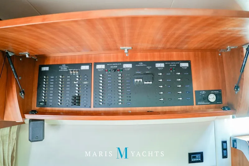  Yacht Photos Pics Electrical control panel on a 2009 Regal 52 Sport Coupe yacht.