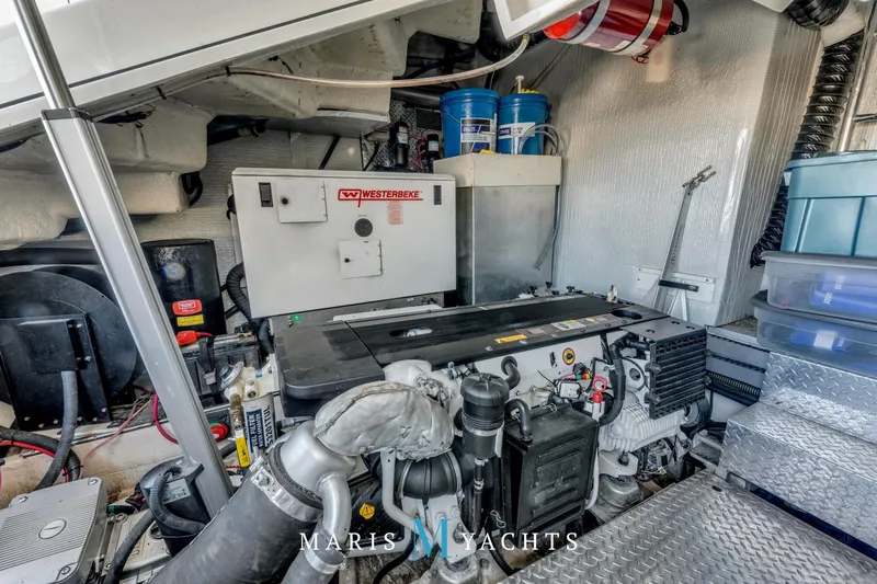  Yacht Photos Pics Engine room of 2009 Regal 52 Sport Coupe yacht with Westerbeke generator.