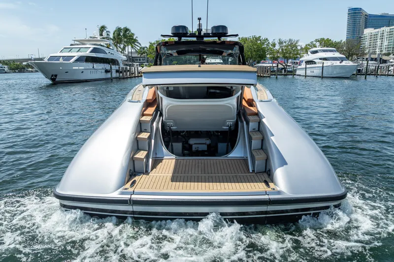 Why Her Yacht Photos Pics 2024 Wajer 55 HT luxury yacht on water, showcasing sleek design and spacious deck.