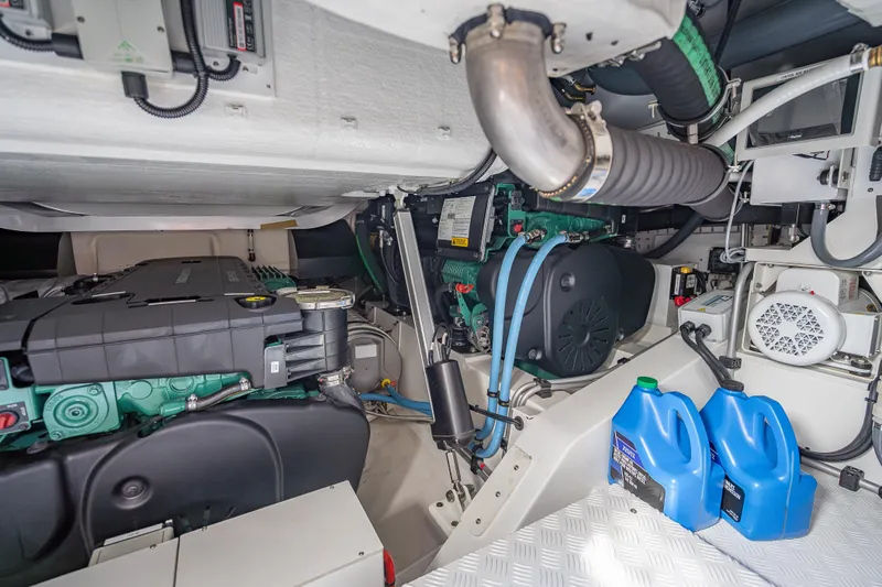 Why Her Yacht Photos Pics Engine room of 2024 Wajer 55 HT yacht, showcasing mechanical components and equipment.