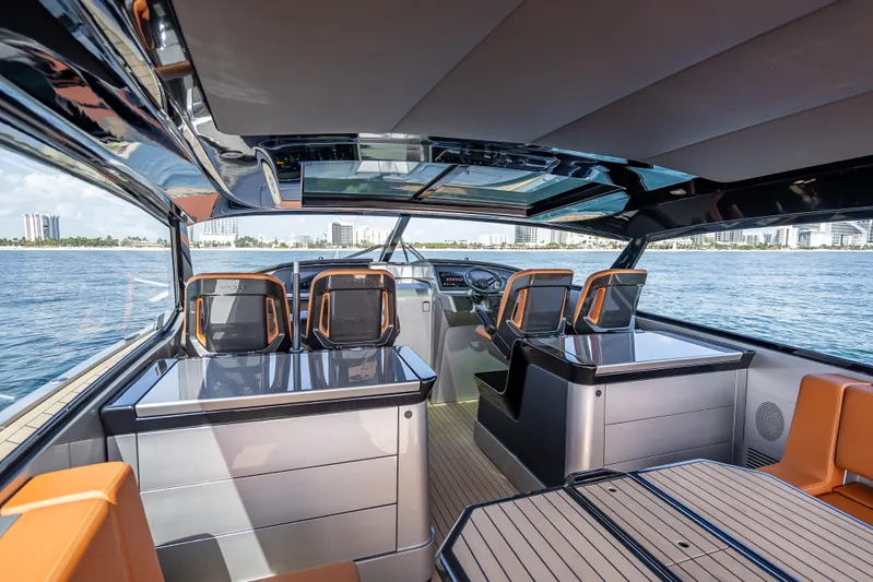 Why Her Yacht Photos Pics Interior of 2024 Wajer 55 HT yacht with modern design and ocean view.