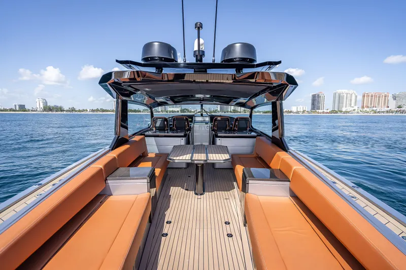 Why Her Yacht Photos Pics 2024 Wajer 55 HT luxury yacht interior with sleek design and waterfront view.