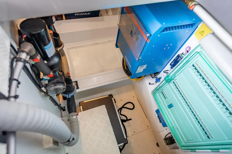 Why Her Yacht Photos Pics Engine room of 2024 Wajer 55 HT yacht, featuring advanced equipment and systems.
