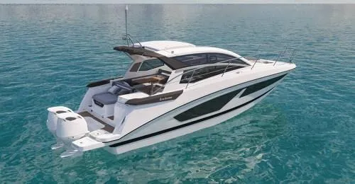  Yacht Photos Pics 2024 Beneteau 36 Gran Turismo GT luxury yacht cruising on clear blue water.