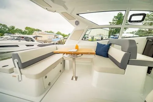  Yacht Photos Pics Interior seating area of 2024 Beneteau 36 Gran Turismo GT yacht.
