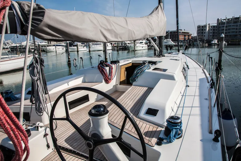 Alias Yacht Photos Pics Sailing yacht Adria ORCA 50, 2014 model, docked in marina with modern design.