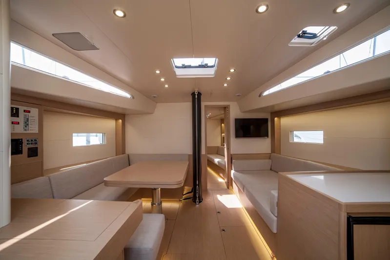 Alias Yacht Photos Pics Luxurious interior of 2014 Adria ORCA 50 yacht with modern furnishings and ample natural light.