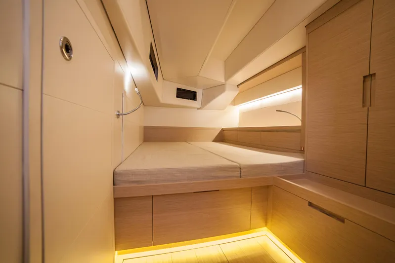 Alias Yacht Photos Pics 2014 Adria ORCA 50 interior cabin with modern design and ambient lighting.