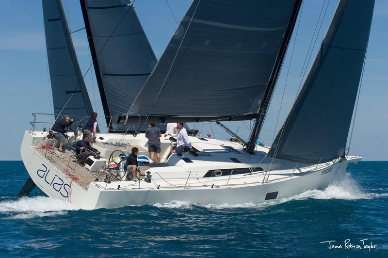 Alias Yacht Photos Pics Sailing yacht Adria ORCA 50, 2014 model, cruising on open sea with crew onboard.