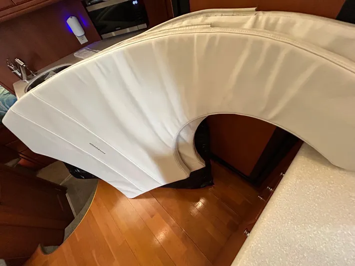 Ps Thank You Yacht Photos Pics 2004 Silverton 39 Motor Yacht interior with white cushioned seating.