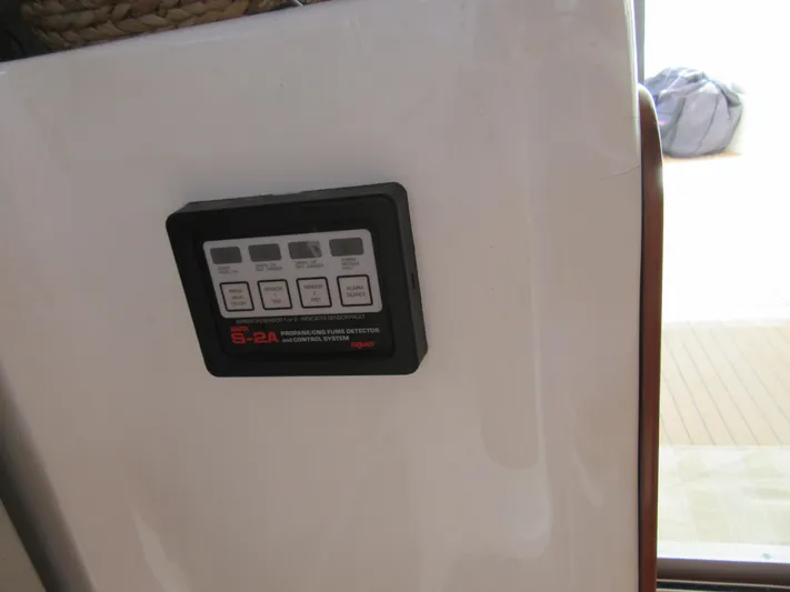 Africa 3 Yacht Photos Pics Control panel on 2008 Africat Marine 420 yacht interior.