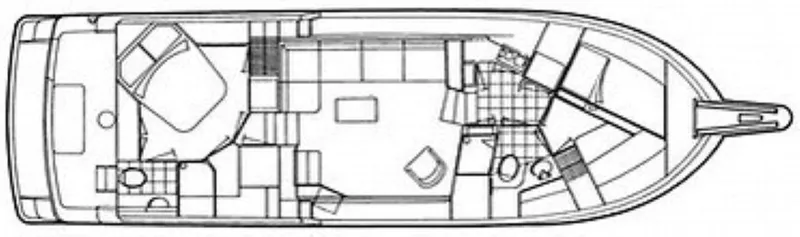 New Moon Yacht Photos Pics Floor plan of a 1996 Hatteras 42 CPMY yacht, showcasing interior layout and design.