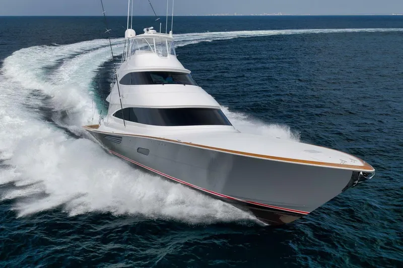 Nikki Bella Yacht Photos Pics 2025 Viking 90 Convertible- NIKKI BELLA- STBD Bow Profile