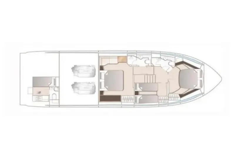 B III Yacht Photos Pics Floor plan of 2021 Princess S62 yacht, showcasing interior layout and engine placement.