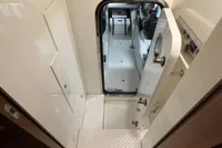 Interior view of 2007 Trader 42 HT yacht, featuring a sleek, modern design with a secure door.