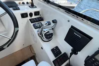 Helm of 2007 Trader 42 HT yacht with controls and navigation equipment.