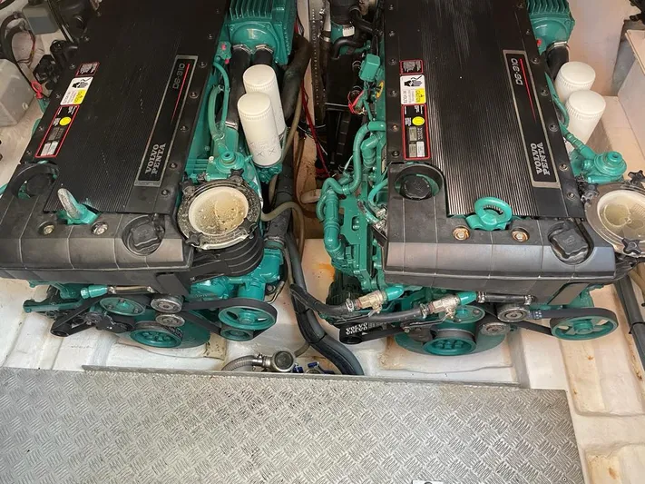  Yacht Photos Pics Twin engines in a 2006 Princess V42 yacht engine room.