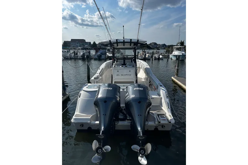  Yacht Photos Pics 2021 Sea Fox 288 Commander boat with dual engines docked at marina.