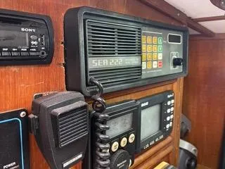  Yacht Photos Pics 1984 Tayana 55 yacht communication equipment, including SEA 222 radio and navigation instruments.