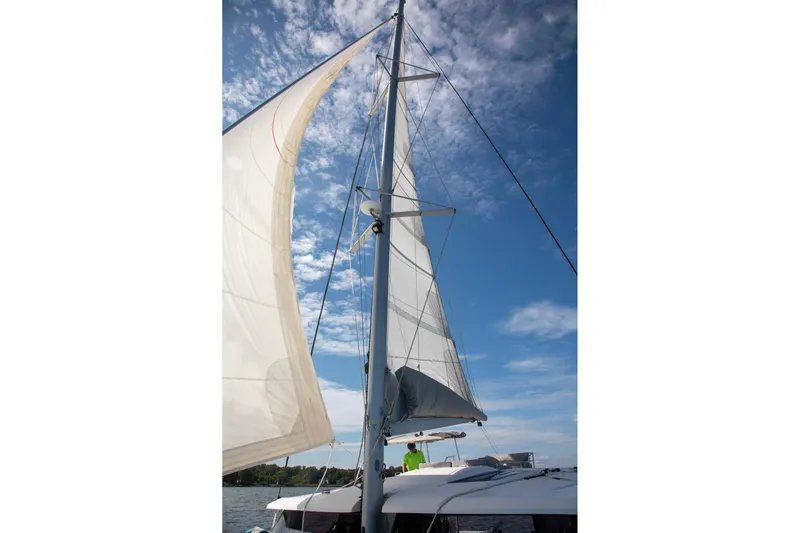 Sweet And Salty Yacht Photos Pics Sailing on a 2018 Fountaine Pajot Helia 44 Evolution under clear blue skies.