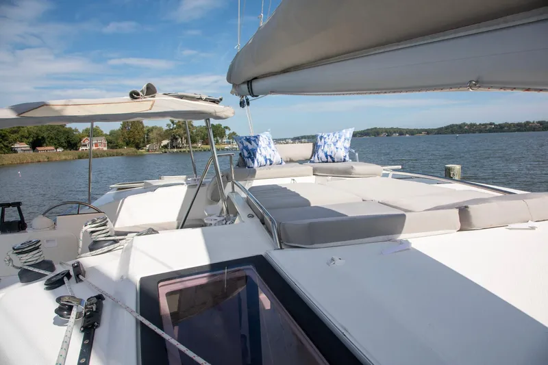 Sweet And Salty Yacht Photos Pics 2018 Fountaine Pajot Helia 44 Evolution catamaran with spacious deck and scenic water view.