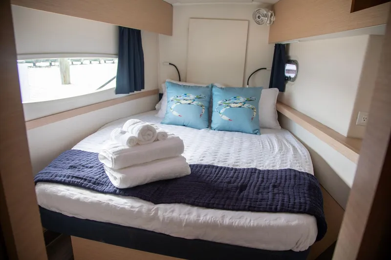 Sweet And Salty Yacht Photos Pics Luxurious cabin interior of 2018 Fountaine Pajot Helia 44 Evolution yacht.