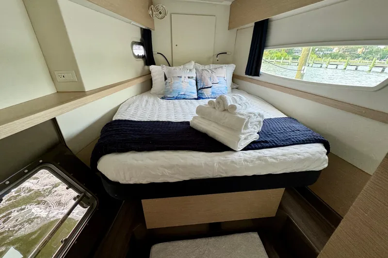 Sweet And Salty Yacht Photos Pics Luxurious cabin interior of 2018 Fountaine Pajot Helia 44 Evolution yacht.