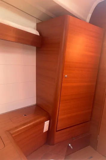 Caff&Eacute; Latte Yacht Photos Pics Interior of 2013 Dufour 410 Grand Large yacht with wooden cabinetry.
