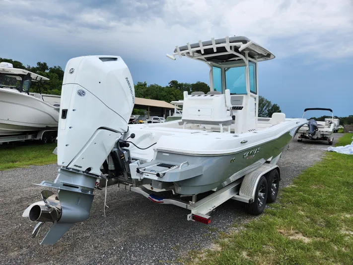 Beautiful Caymas! Yacht Photos Pics 2024 Caymas 28 HB boat on trailer, exterior view.