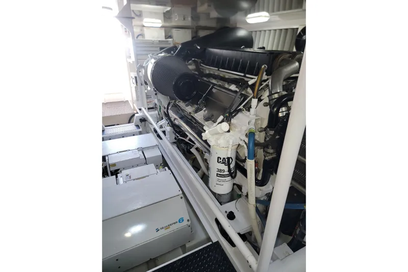  Yacht Photos Pics Engine room of a 2012 Viking 64c yacht with CAT components and Seakeeper system.